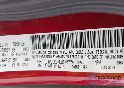 2014 Jeep Cherokee Latitude из США, поврежденный, VIN 1C4PJLCB7EW170774